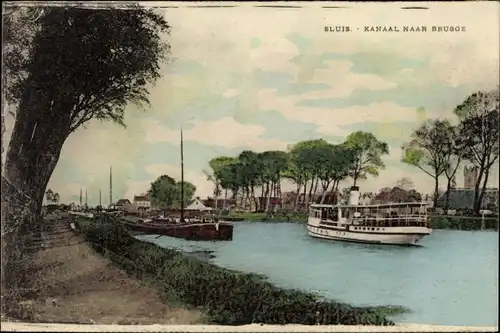 Ak Sluis Zeeland Niederlande, Kanaal naar Brugge