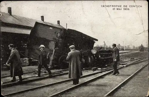 Ak Contich Kontich Flandern Antwerpen, Catastrophe 1918, Verkehrsunfall, Eisenbahn