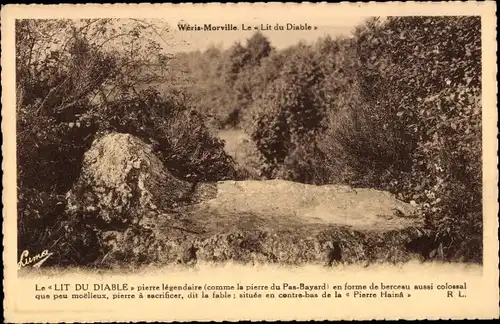 Ak Wéris Durbuy Wallonien Luxemburg, Morville, Le Lit du Diable, Home des Dolmens