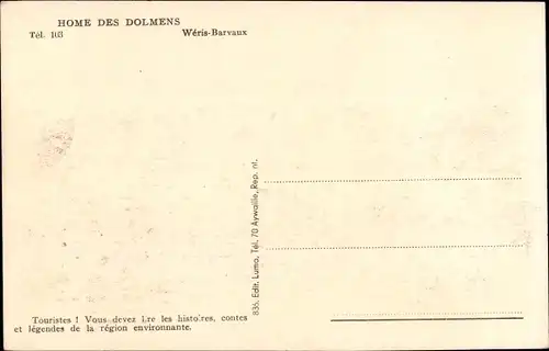 Ak Wéris Durbuy Wallonien Luxemburg, Menhir frilithe, Home des Dolmens