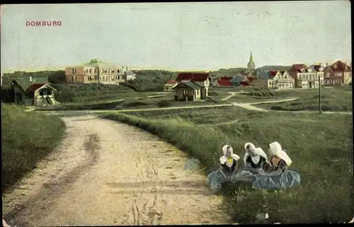 Ak Domburg Veere Zeeland Niederlande, Teilansicht, Mädchen in Tracht