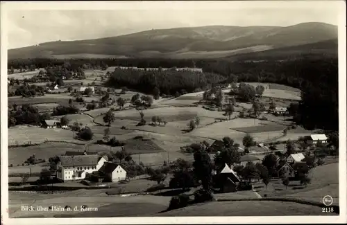 Ak Przesieka Hain Podgórzyn Giersdorf Riesengebirge Schlesien, Blick über den Ort nach dem Kamm