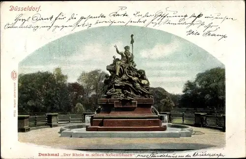 Ak Düsseldorf am Rhein, Denkmal Der Rhein mit seinen Nebenflüssen, Vater Rhein