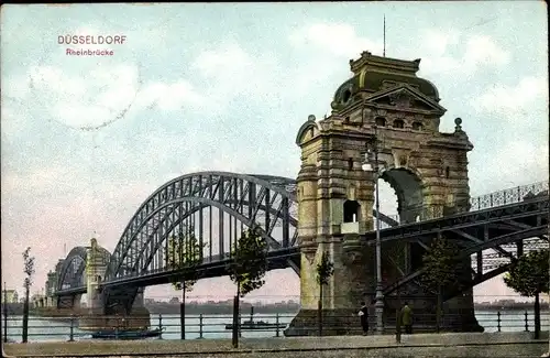 Ak Düsseldorf am Rhein, Rheinbrücke