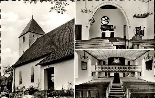 Ak Exter Vlotho an der Weser, Dorfkirche, Ev. Autobahnkirche, Innenansicht, Altar, Orgel