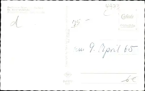 Ak Exter Vlotho an der Weser, Dorfkirche, Ev. Autobahnkirche, Innenansicht, Altar, Orgel