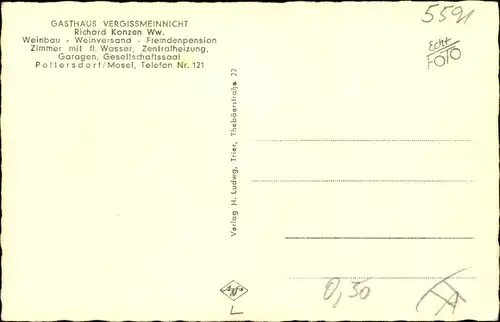 Ak Poltersdorf an der Mosel, Panorama, Gasthaus Vergissmeinnicht