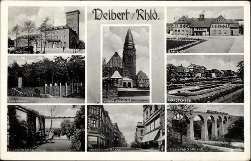 Ak Velbert im Rheinland, Rathaus, Ehrenmal, Christuskirche, Parkstraße, Bahnhof