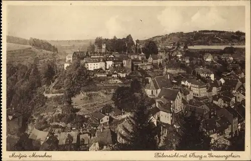 Ak Monschau Montjoie in der Eifel, Teilansicht mit Burg und Genesungsheim