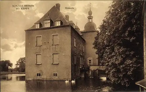 Ak Heeren Kamen in Westfalen, Schloss, Rückseite, Teich
