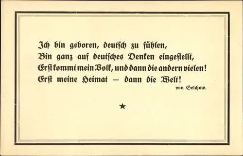 Ak Gütersloh in Westfalen, Gedicht, Manifest, Ich bin geboren, deutsch zu fühlen...