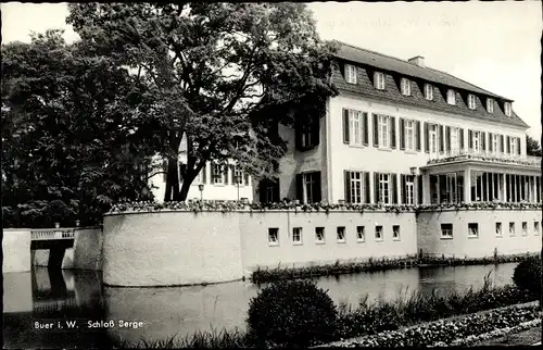 Ak Buer Gelsenkirchen, Kanalpartie mit Blick auf das Schloss Berge