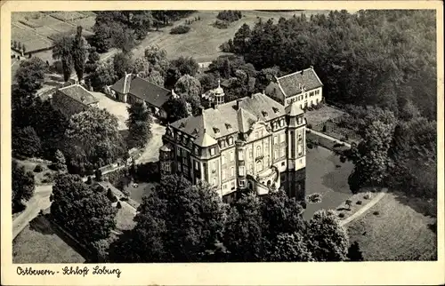 Ak Ostbevern im Münsterland, Schloss Loburg, Fliegeraufnahme