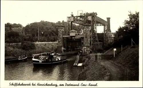 Ak Waltrop im Ruhrgebiet, Blick auf das Schiffshebewerk bei Henrichenburg, am Dortmund Ems Kanal