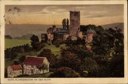 Ak Blankenstein an der Ruhr Hattingen, Burg Blankenstein, Fachwerkhaus, Panorama, Albert Klein