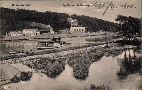 Ak Mülheim an der Ruhr, Partie am Kahlenberg, Dampfer