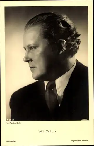 Ak Schauspieler Will Dohm, Portrait im Profil, Anzug, Ross Verlag A 3114 1