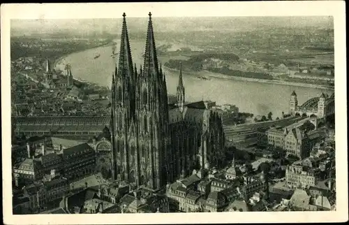 Ak Köln am Rhein,  Dom, Fliegeraufnahme, 14. Deutsches Turnfest Köln 1928