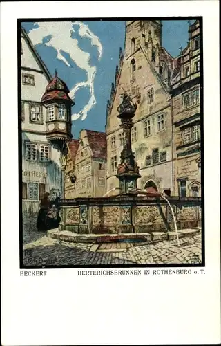 Künstler Ak Beckert, Fritz, Rothenburg ob der Tauber Mittelfranken, Herterichsbrunnen