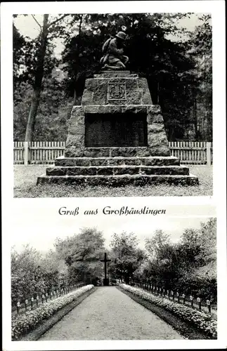 Ak Großhäuslingen Groß Häuslingen in Niedersachsen, Denkmal für Soldaten, Kreuz
