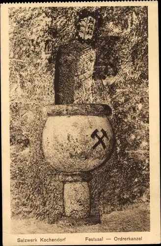 Ak Kochendorf Bad Friedrichshall in Württemberg, Salzwerk, Festsaal, Ordrerkanzel, Wappen