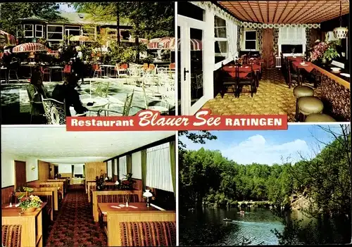 Ak Ratingen Nordrhein Westfalen, Speise-Restaurant Blauer See, Innenansichten, Gartenterrasse, See