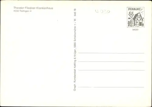 Ak Ratingen Nordrhein Westfalen, Theodor-Fliedner-Krankenhaus