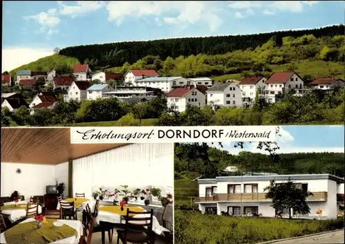 Ak Dorndorf Dornburg im Westerwald, Panorama, Pension Waldblick, Inh. J. Kunz, Straßenansicht