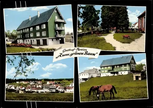 Ak Langenbrand Schömberg im Schwarzwald Württemberg, Gasthof Pension Metzgerei Zum grünen Baum