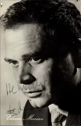 Ak Schauspieler Edwin Marian, Portrait, Carola Lamberti eine vom Zirkus, DEFA, Autogramm