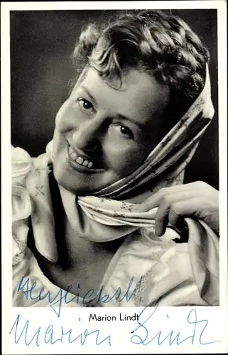 Ak Schauspielerin Marion Lindt, Portrait, Autogramm