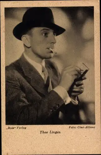 Ak Schauspieler Theo Lingen, Portrait, Zigarette