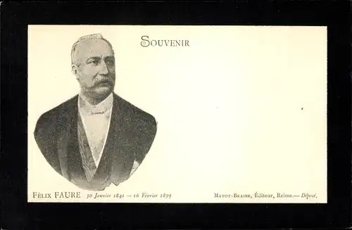 Ak Felix Faure, Präsident von Frankreich