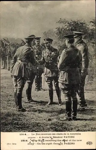 Ak Le Roi recevant les chefs de la nouvelle armee, A droite le General Pators, King George V.