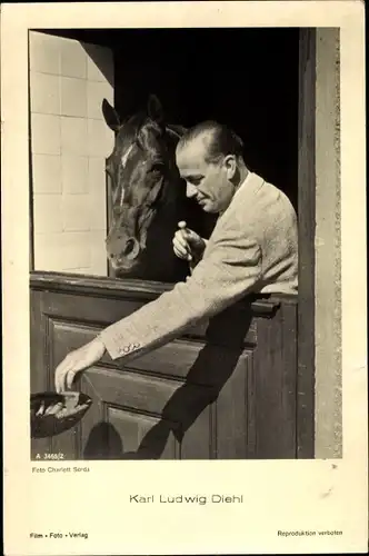 Ak Schauspieler Karl Ludwig Diehl, Portrait mit Pferd