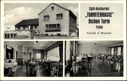 Ak Fulda in Hessen, Cafe Restaurant Turmterrasse Dicken Turm