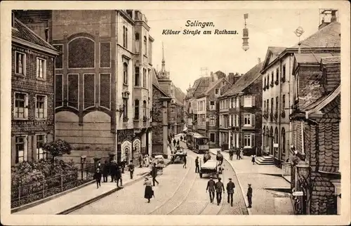 Ak Solingen in Nordrhein Westfalen, Kölner Straße am Rathaus