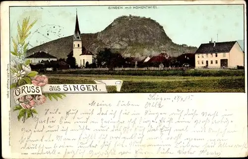 Ak Singen Hohentwiel Baden Württemberg, Panorama, Kirche