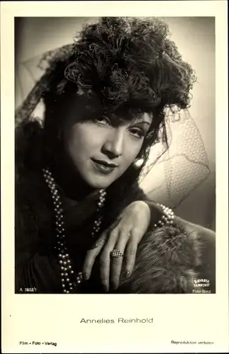 Ak Schauspielerin Annelies Reinhold, Portrait