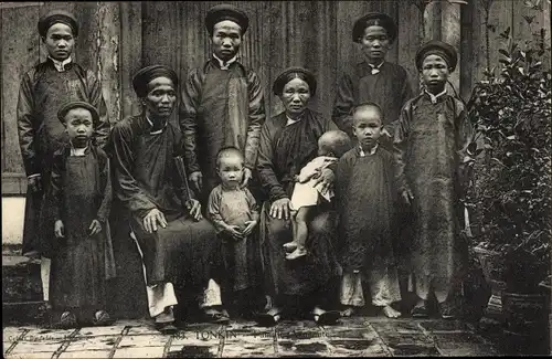 Ak Tonkin Vietnam, Annamite, Vietnamesen, Familienbild
