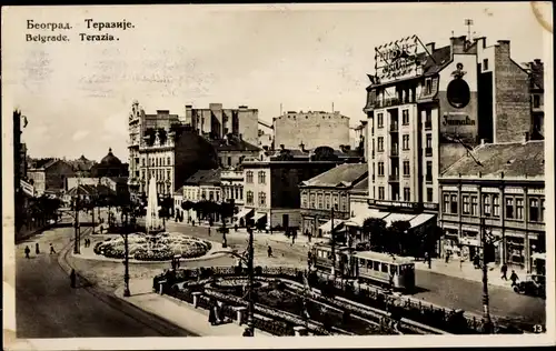 Ak Beograd Belgrad Serbien, Terazije, Straßenbahn