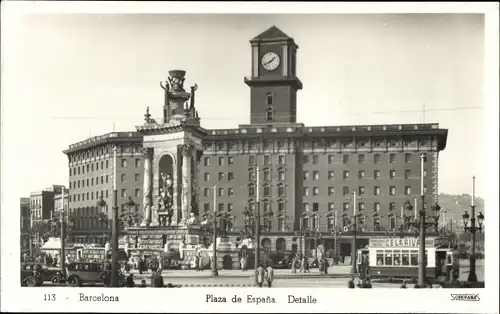 Ak Barcelona Katalonien Spanien, Plaza de Espana