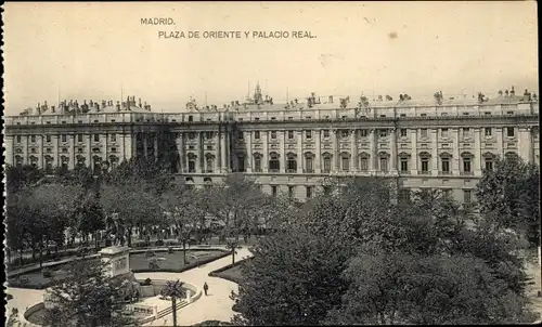 Ak Madrid Spanien, Plaza de Oriente y Palacio Real