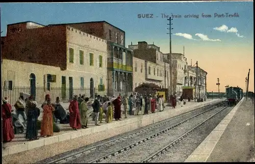 Ak Suez Ägypten, The Train arriving from Port Tewfik