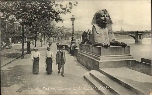 Ak London City England, Sphinx, Thames Embankment