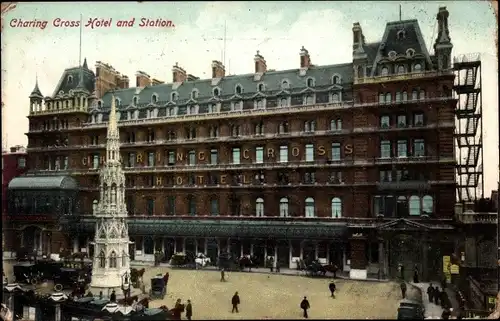 Ak London City England, Charing Cross Hotel and Station