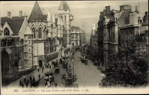 Ak London City England, The Law Courts and Fleet Street