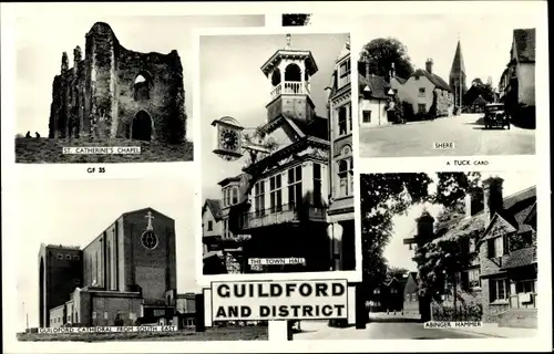 Ak Guildford Surrey England, The Town Hall, St. Catherine's Chapel, Cathedral