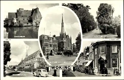 Ak Woking South East England, Newark Hill, Maybury Hill, Church, High Street