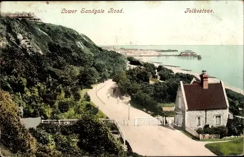 Ak Folkestone Kent England, Lower Sandgate Road